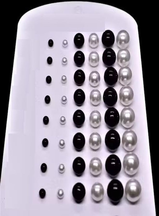 Shivarth Women & Girls Stud Earring Tiny Ball Stud tops Artifical Jewellery Latest Trendy Small Round Ear-ring Fancy Stylish Daily & Office Use Earring Birthday Anniversary Gift (Black & White 24Pairs) - Image 4
