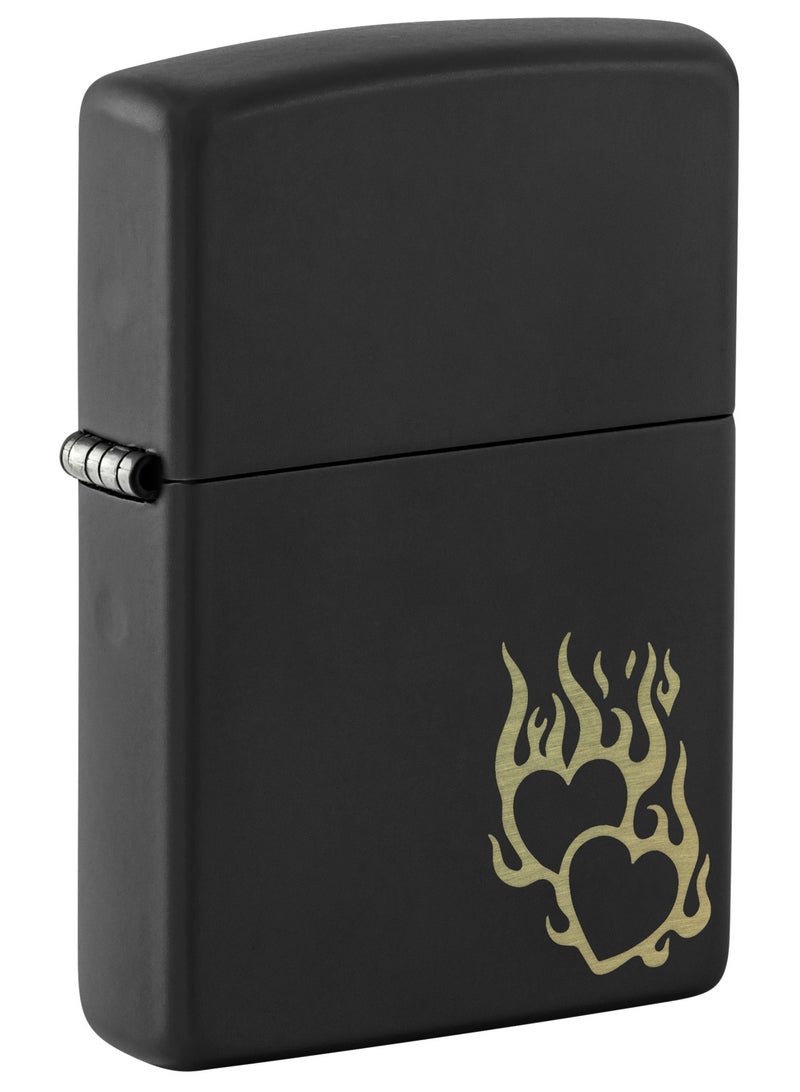 Zippo 46004 218 Heart Design Black Matte Windproof Lighter - Image 1