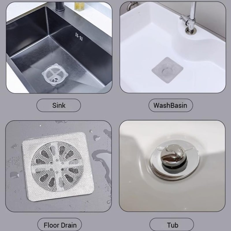 KIDINGTON 10Pack Disposable Shower Drain Hair Catcher, Drain Hair Catcher Waterproof Mesh Stickers for Bathroom Accessories, Apartment Essentials for Kitchen, Sink, Bathtub - Image 2