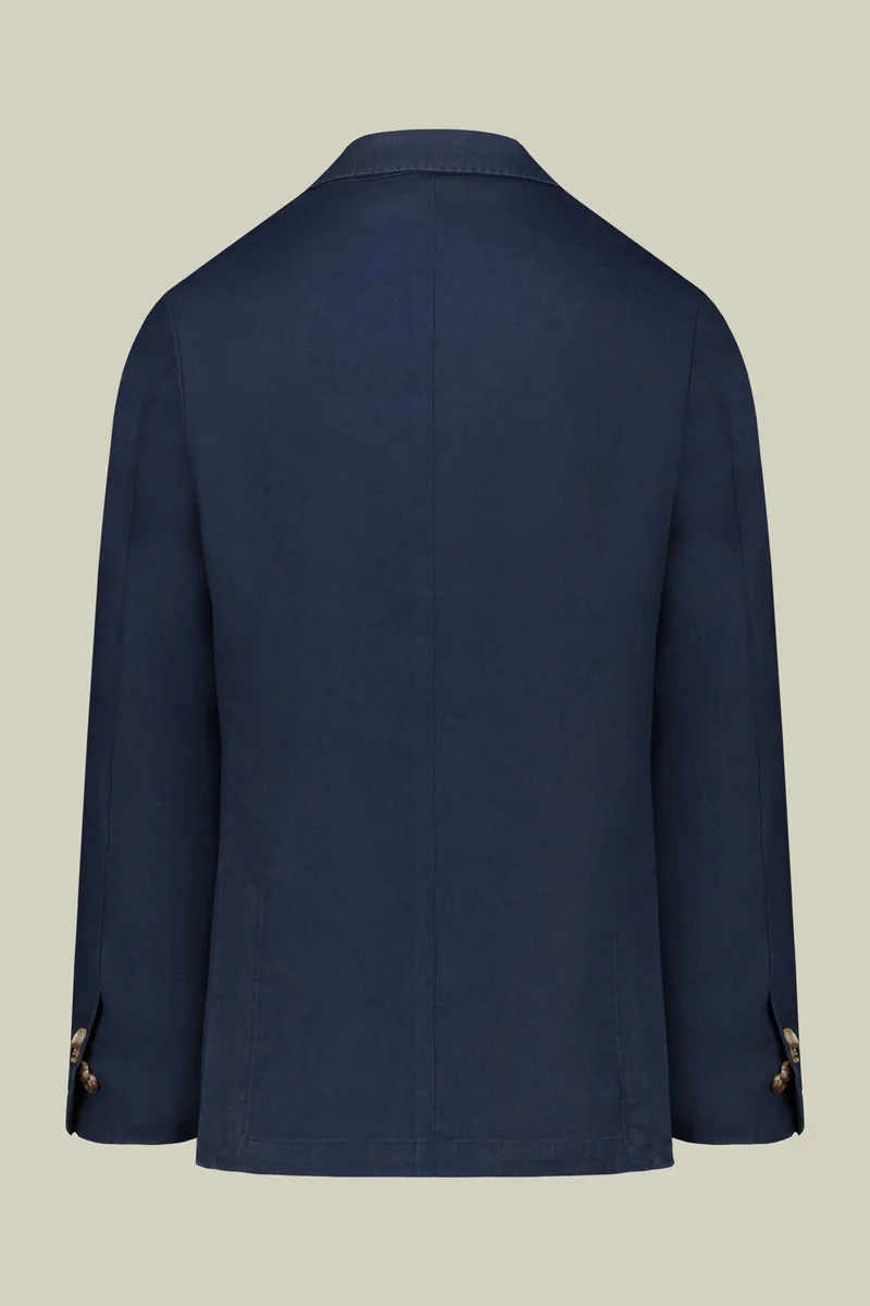 Doppelganger  Unlined double-breasted men's jacket in 100% linen - Blue for Men | Best Price UAE