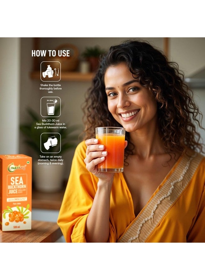 nutriorg Nutriorg SeaBuckthorn Juice 500 ml With 50 gm organic honey | Himalayan Berry | Rich in Omega 3, 6, 7, 9 & Vitamin C | Immunity Booster & Antioxidant | No Added Sugar (Free Honey) - Image 4