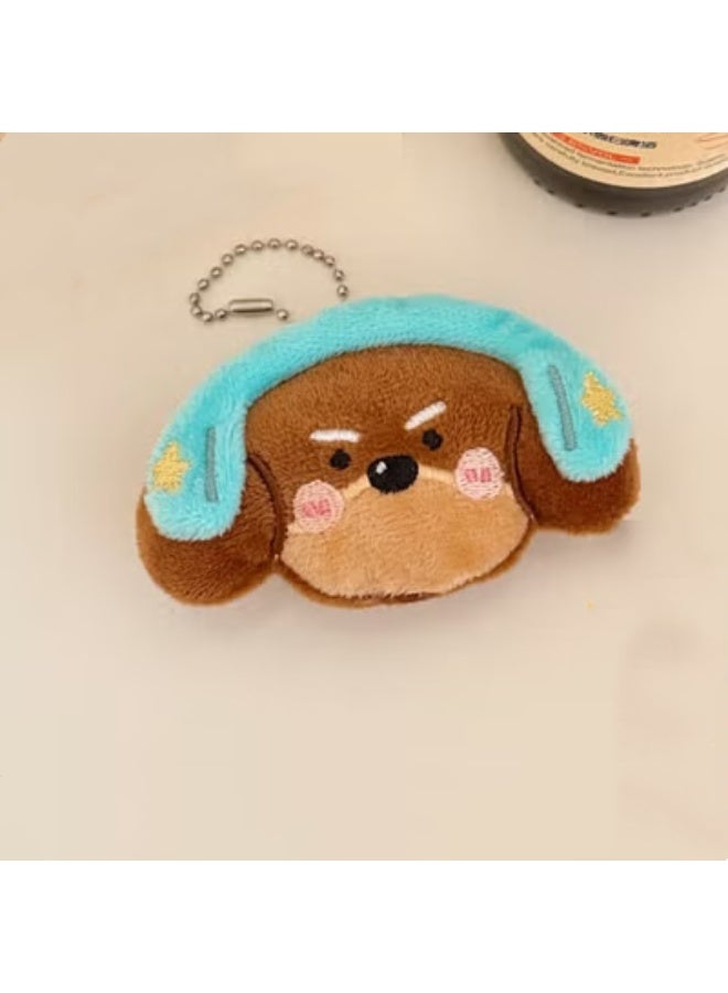 Cute plush toy keychain pendant, versatile and creative doll ornament (music headphone puppy plush toy keychain)