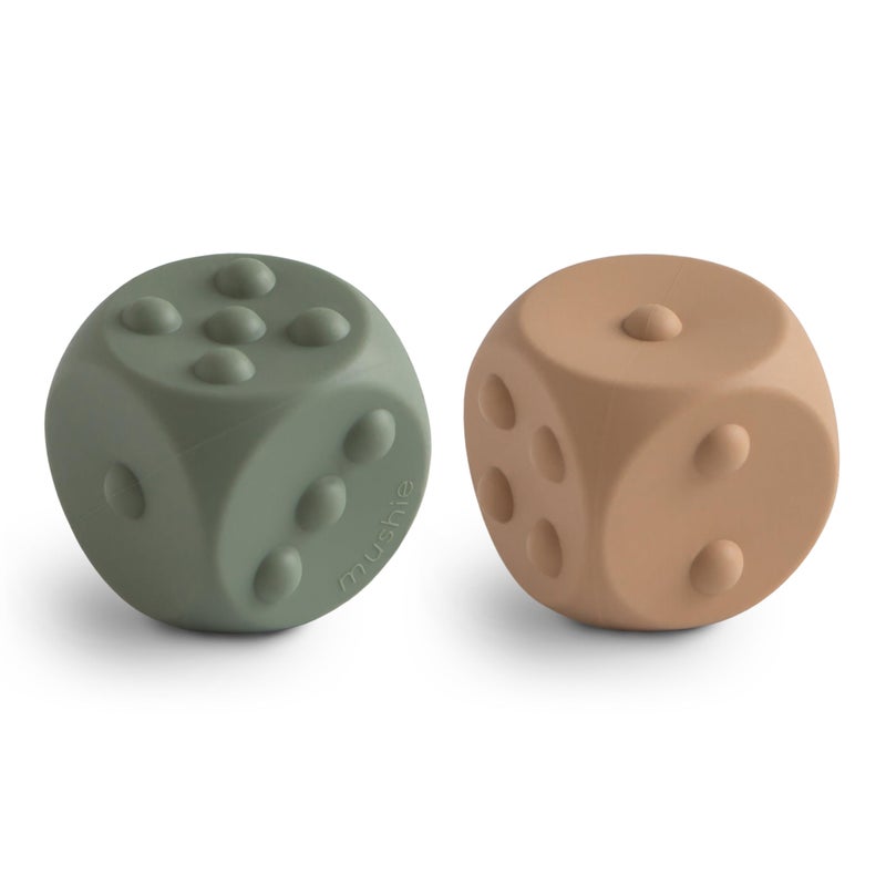 mushie Silicone Dice Press Toy | Baby Sensory Play for 10+ Months (Dried Thyme/Natural) - Image 1