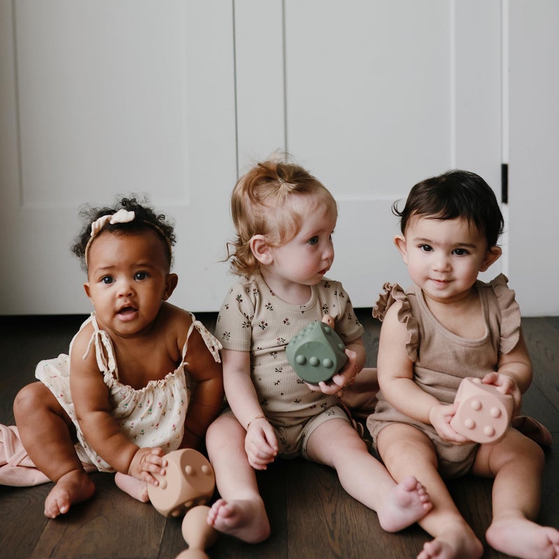 mushie Silicone Dice Press Toy | Baby Sensory Play for 10+ Months (Dried Thyme/Natural) - Image 4