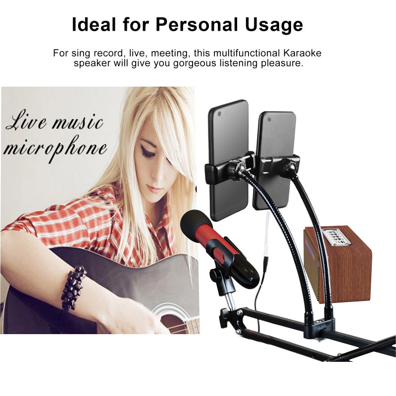Portable Karaoke Machine for Adults 5W*2 High Power Wireless BT Speakers LED Lights Rechargeable Home Karaoke Support BT/USB Play with Wireless UHF Microphone - Image 5