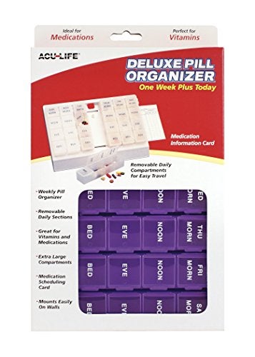 Acu-Life Weekly (7-Day) Pill Case, Medicine Planner, Vitamin Organizer, Pop-Out Compartments, 4 Times a Day, Easy to Use, Color May Vary, BPA Free - Image 2