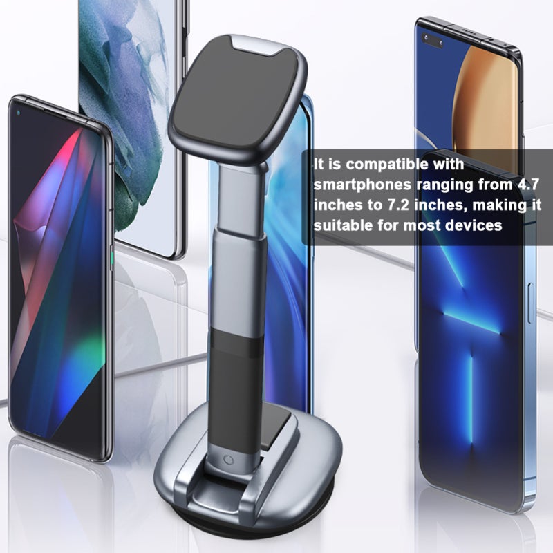 Magnetic Phone Mount: 6 Powerful Magnets, 70mm Suction Cup, Adjustable Flexible Arm - Anti-Slip Shockproof Grip, Durable ABS Material for Car Dashboard, Fits 4.7 to 7.2 Inch Phones - Image 4