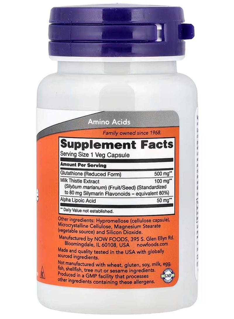 now Glutathione, 500 mg, 30 Veg Capsules - Image 2