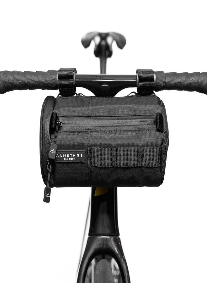 ALMSTHRE Signature Bar Bag – Midnight Black | Hard-Shell Bike Handlebar Bag with Waterproof Zippers & Adjustable Straps | Lightweight Bicycle Handlebar Bag, Compatible with Road, Gravel & MTB Bikes - Image 1
