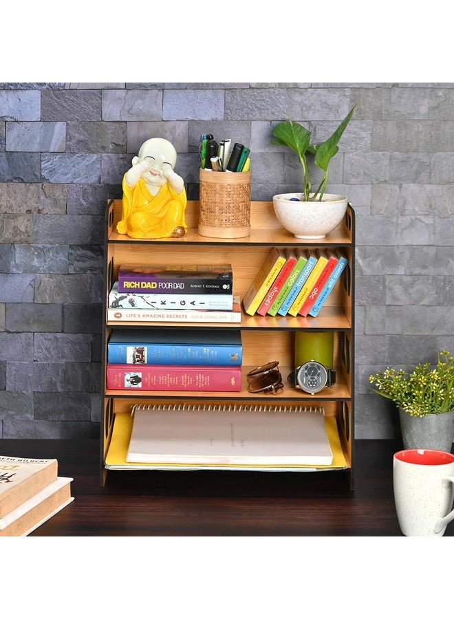 Gift Kya De Gift Kya De GKD Bookshelf/Storage Shelves/Book Rack, 4-Tier Wooden Book Shelf for Home, Office Desk, Wall Mounted Bookshelf, Multipurpose eco-Friendly, Medium Size (DIY) Bamboo  - Image 1