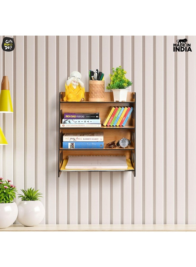 Gift Kya De Gift Kya De GKD Bookshelf/Storage Shelves/Book Rack, 4-Tier Wooden Book Shelf for Home, Office Desk, Wall Mounted Bookshelf, Multipurpose eco-Friendly, Medium Size (DIY) Bamboo  - Image 5