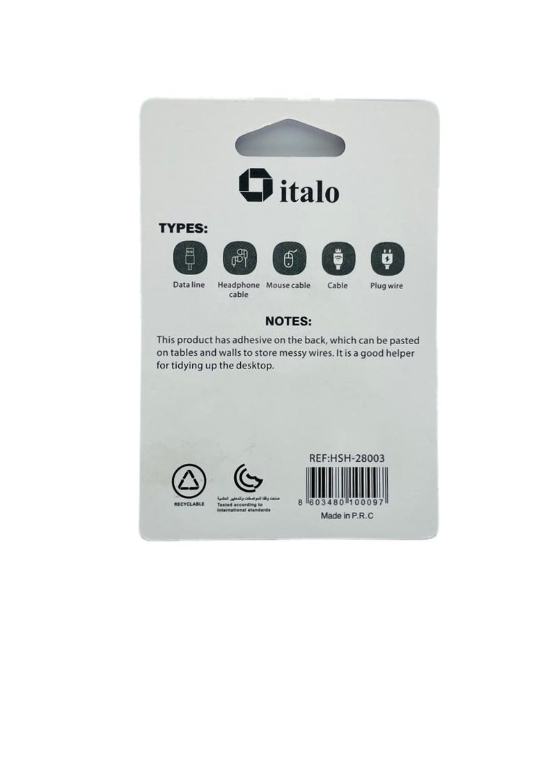 إيتالو عبوة من 3 قطع من منظم إدارة الأسلاك وحامل مشابك الكابلات للتلفاز والمكتب والسيارة والمنزل 28 مللي متر باللون الأسود - Image 3