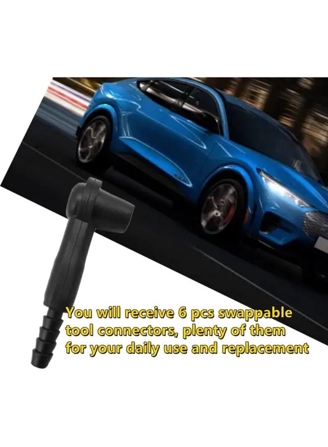 Black 6 Pcs Car Brake Bleeding Kit with Oil Pump Adapters and Pipes - Image 4