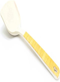 AKDC Bamboo Fibre Spatulas High Food Grade Spoon Ladle, Turner, Skimmer Cooking Utensils Bambooware Fiber Multipurpose Use Long Handle For Easy Grip Household Cook 12" Inch (Cream Turner)  - Image 4