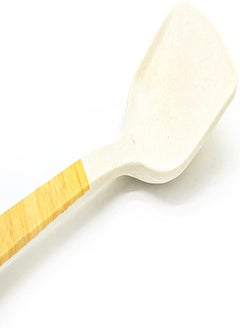 AKDC Bamboo Fibre Spatulas High Food Grade Spoon Ladle, Turner, Skimmer Cooking Utensils Bambooware Fiber Multipurpose Use Long Handle For Easy Grip Household Cook 12" Inch (Cream Turner)  - Image 2