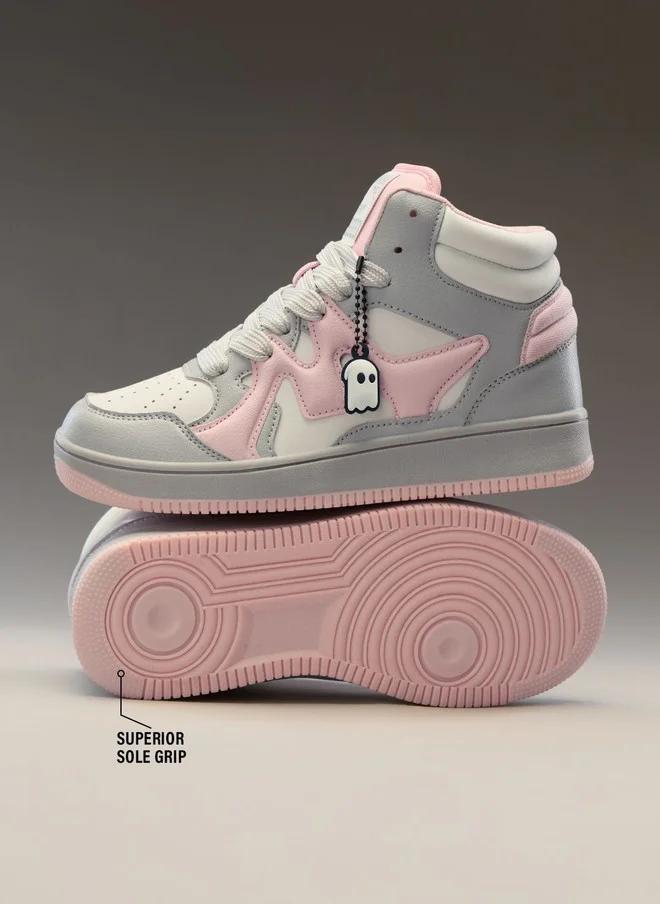 The Souled Store  The Souled Store Women UBZ Ascend Flamingo Colourblocked Mid Top Sneakers  | Best Price UAE