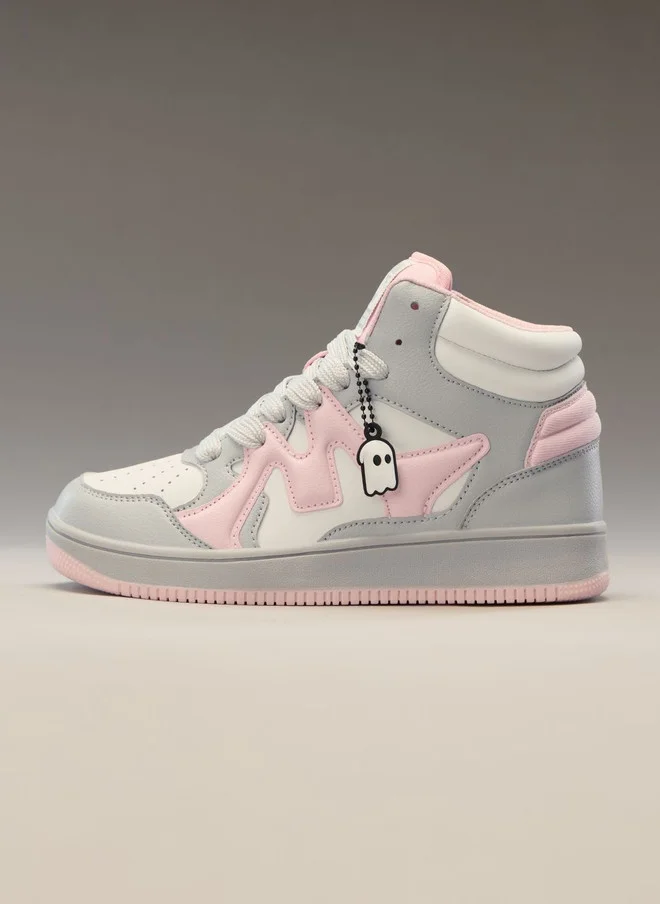 The Souled Store Women UBZ Ascend Flamingo Colourblocked Mid Top Sneakers