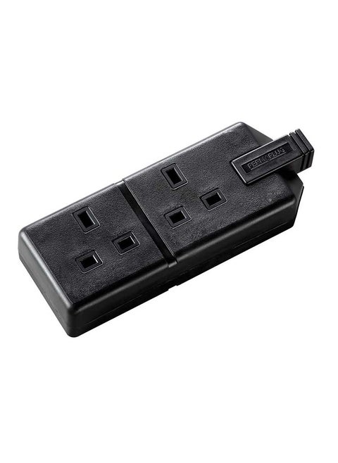 Masterplug ELS132B-01 Permaplug Two Socket Trailing Socket, without Plug and Cable, 13 Amp, Black
