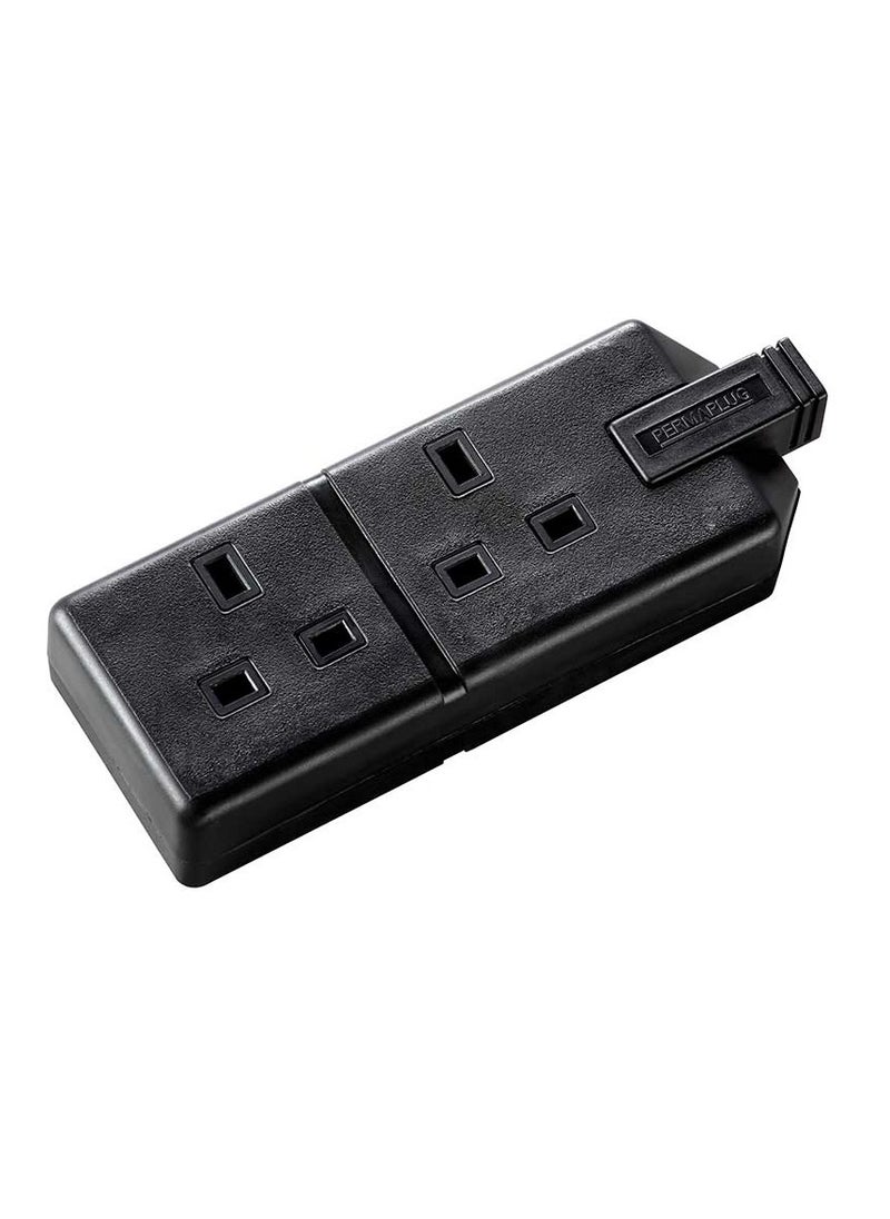 MASTERPLUG Masterplug ELS132B-01 Permaplug Two Socket Trailing Socket, without Plug and Cable, 13 Amp, Black  - Image 1