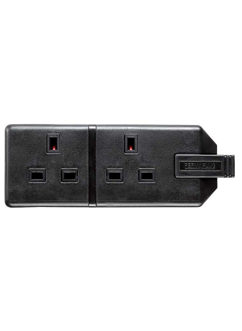 MASTERPLUG Masterplug ELS132B-01 Permaplug Two Socket Trailing Socket, without Plug and Cable, 13 Amp, Black  - Image 2