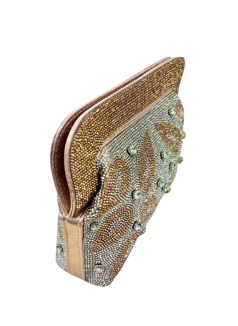 Harsha's Glam Clutches Beaded Rhinestone Clutch