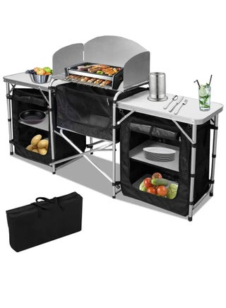 Camping Portable Extensible Table with Sink, Aluminum Folding Table Outdoor Cook Station for Picnic & Traveling (Black) - pzsku/Z7466D42E98DA9A7099F3Z/45/1745403774/d3195ca5-aef5-4174-a545-0cf8ad9bddb0