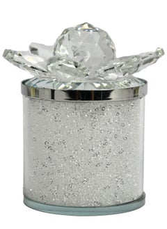 Generic Crystal Container with Lid, Fancy Lotus Storage Container for Ramadan Decoration, Home Décor, Glass Jar for Kitchen Storage, Crystals and Stones Storage Container, Candy Jar for Office  - Image 1