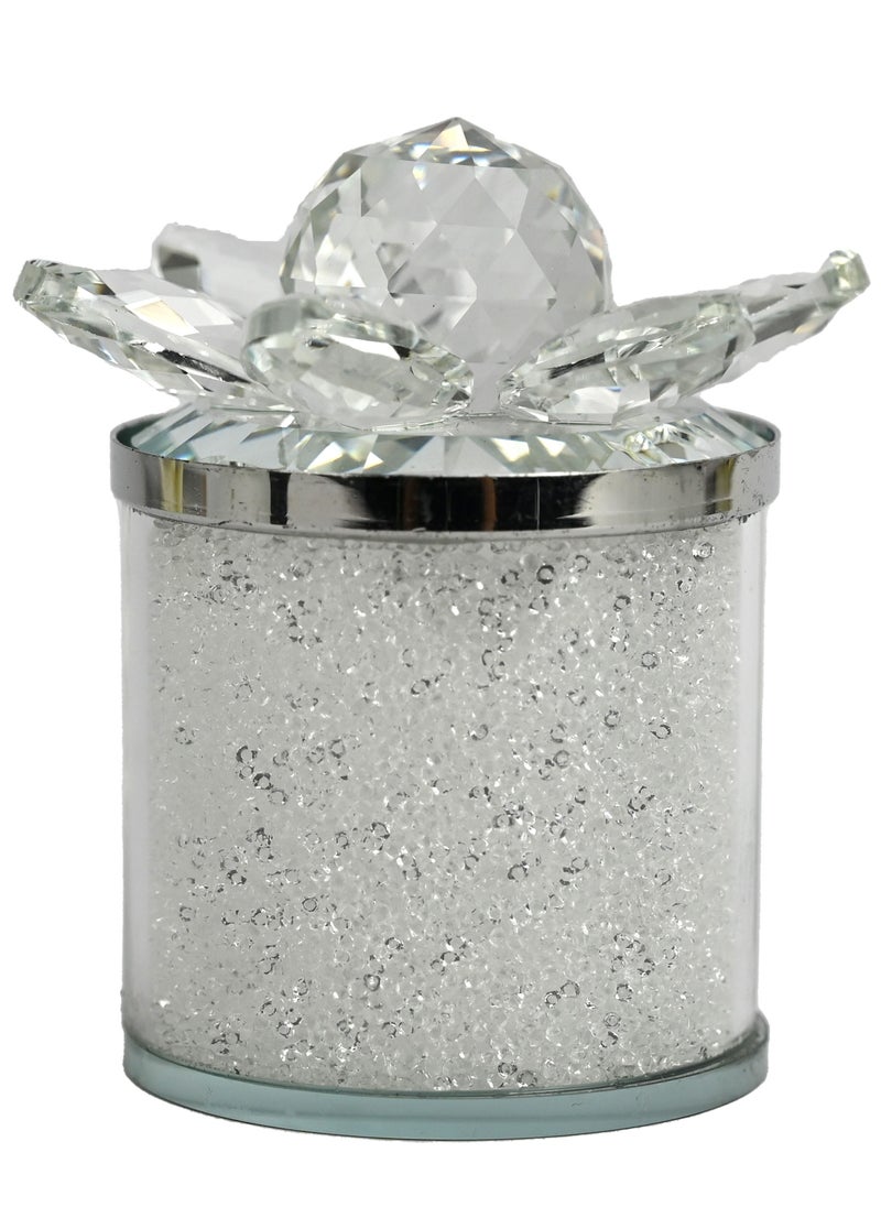 Generic Crystal Container with Lid, Fancy Lotus Storage Container for Ramadan Decoration, Home Décor, Glass Jar for Kitchen Storage, Crystals and Stones Storage Container, Candy Jar for Office  - Image 1