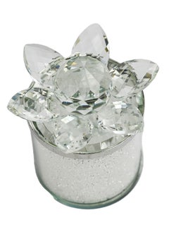 Generic Crystal Container with Lid, Fancy Lotus Storage Container for Ramadan Decoration, Home Décor, Glass Jar for Kitchen Storage, Crystals and Stones Storage Container, Candy Jar for Office  - Image 2