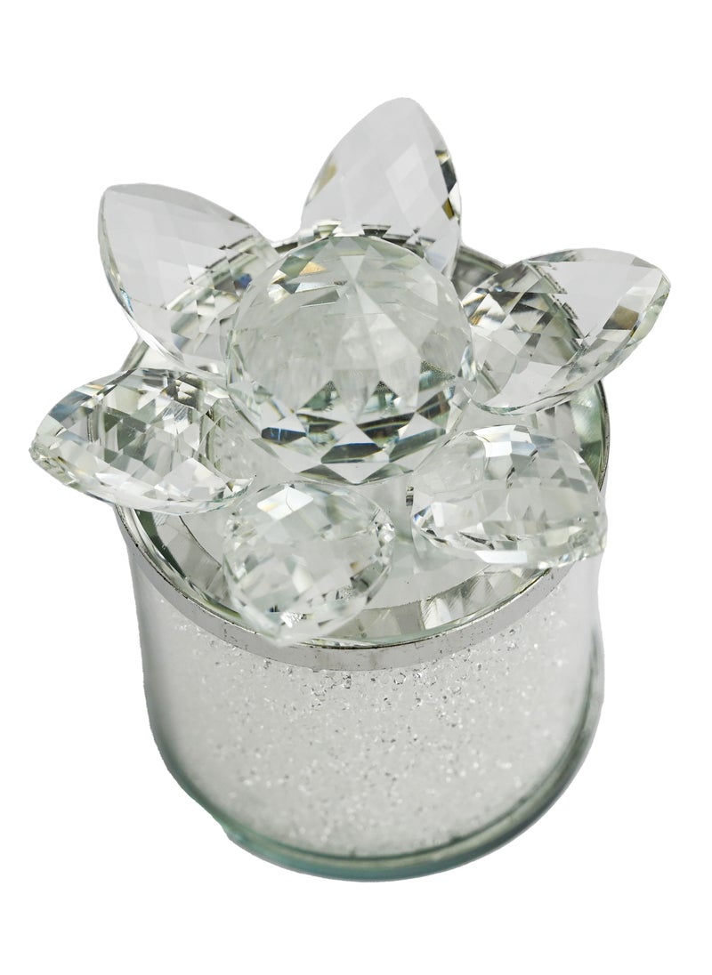 Generic Crystal Container with Lid, Fancy Lotus Storage Container for Ramadan Decoration, Home Décor, Glass Jar for Kitchen Storage, Crystals and Stones Storage Container, Candy Jar for Office  - Image 2