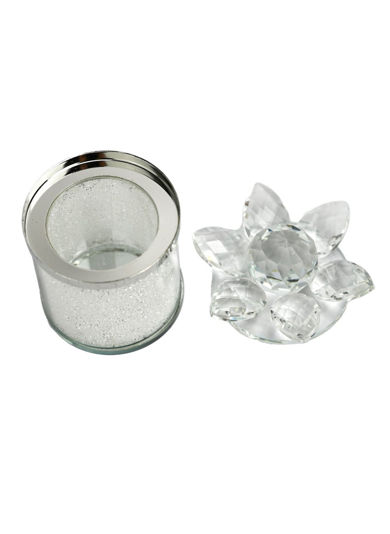 Generic Crystal Container with Lid, Fancy Lotus Storage Container for Ramadan Decoration, Home Décor, Glass Jar for Kitchen Storage, Crystals and Stones Storage Container, Candy Jar for Office  - Image 3