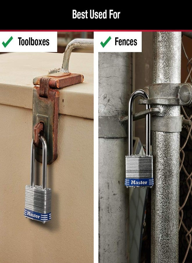 ماستر لوك أقفال ماستر لوك الخارجية الفضية المتشابهة المفاتيح مع مفاتيح، قفل طويل للغاية للبوابة أو السياج أو السقيفة أو المعدات الأخرى، عبوة من 3 قطع، 1TRILJ - Image 4