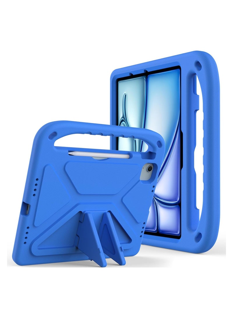 Kids Case for iPad Air 11 Inch M2(2024)/Pro 11 inch (2024) M4: Lightweight EVA Kid Friendly Shockproof Protective Tablet Cover Handle Stand Kids Case for iPad Air 11/Pro 11(2024) (Blue) - Image 1