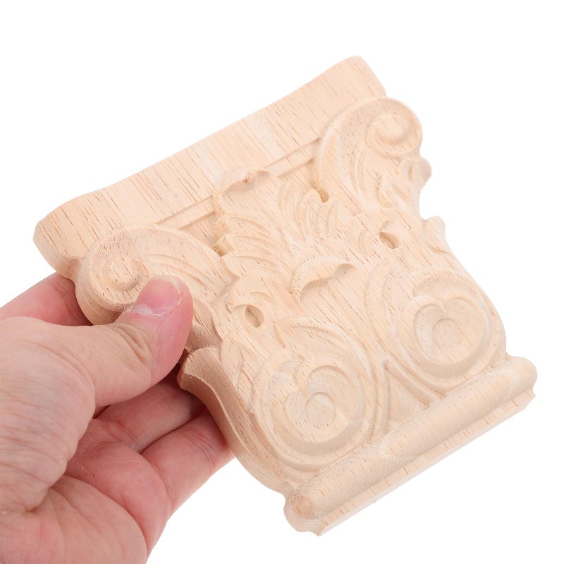 Amosfun Carved Wood Corbels Decorative Wooden Trim Furniture Appliques Furniture Decals Transfer Vintage Corbels Support Corbels for Corner Decor Transfers for Furniture Wood Carving Decal - Image 3