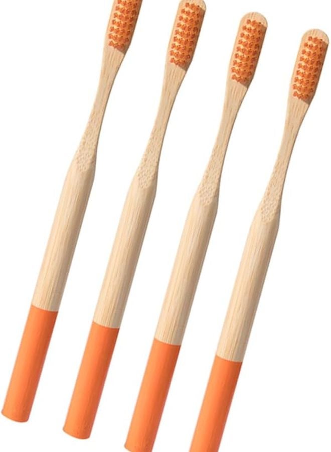 Biodegradable Toothbrushes 4 Pack Soft Bristles Ergonomic Anti Slip Handle Orange - Image 1