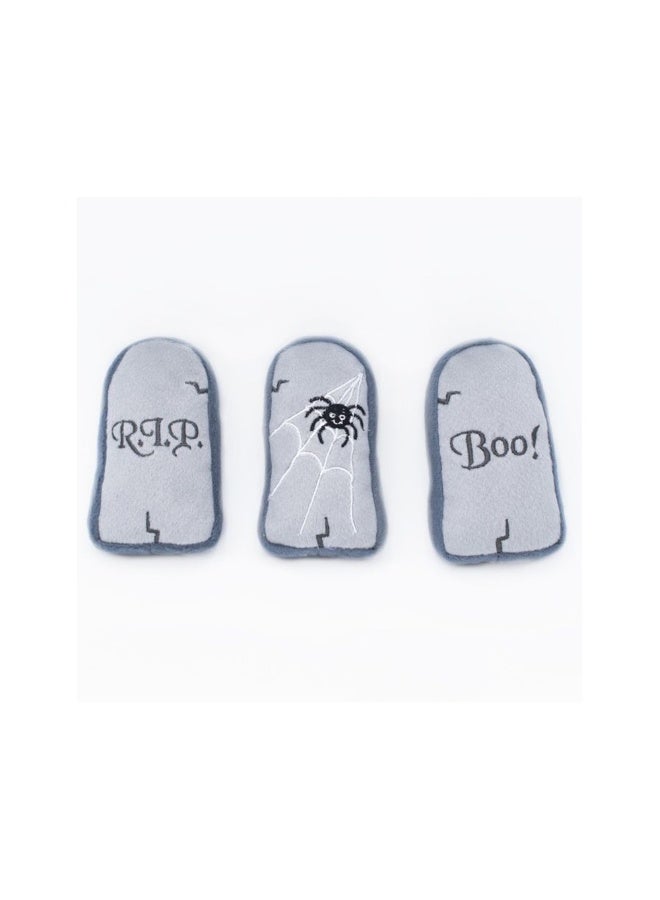 ZippyPaws Halloween Miniz 3-Pack Tombstones Dog Toy