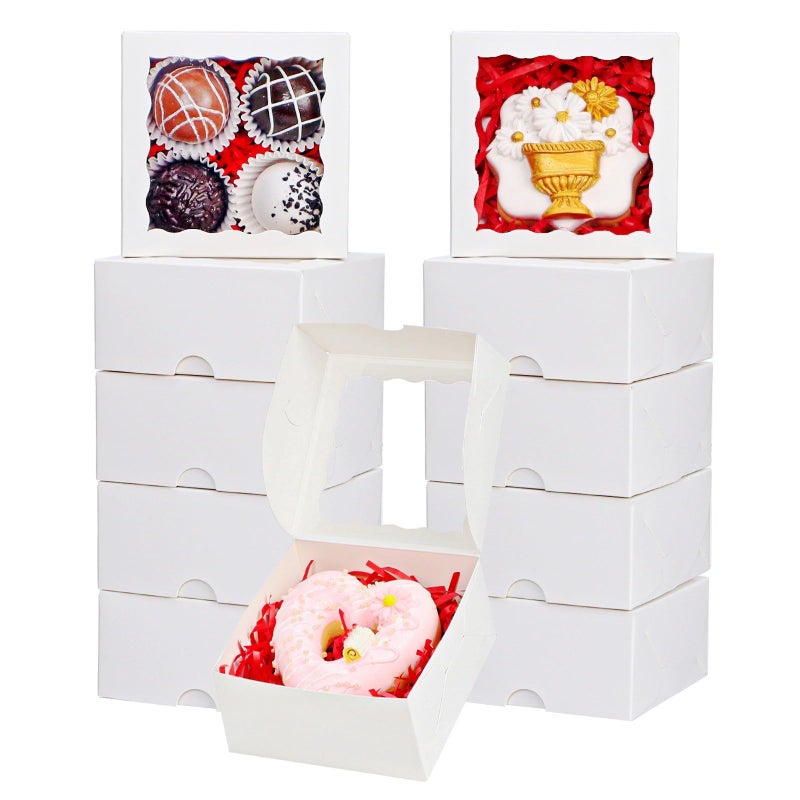 SLShePack 40 Pack Bakery Boxes for Mini Bundt, Cake,Pie, Cinnamon Roll Treat,4x4x2 Inches Cookies Boxes Chocolate Truffle Box Party Wedding Favor - Image 1