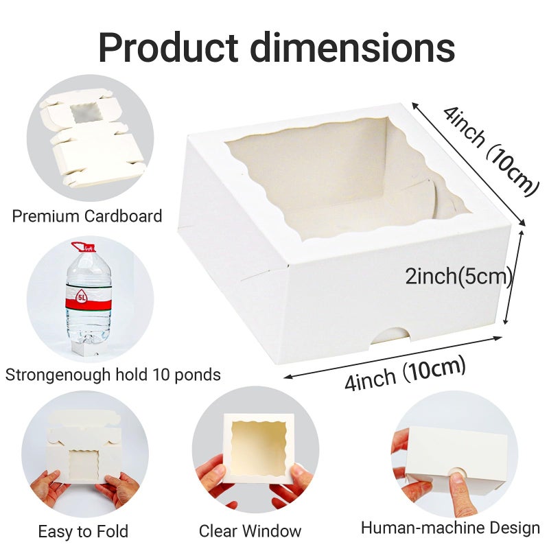 SLShePack 40 Pack Bakery Boxes for Mini Bundt, Cake,Pie, Cinnamon Roll Treat,4x4x2 Inches Cookies Boxes Chocolate Truffle Box Party Wedding Favor - Image 2