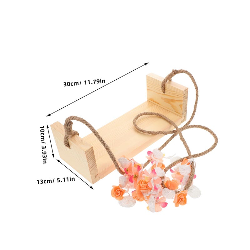 Wooden Swing Photography Prop for Newborns Nursery Aesthetic Design - Image 3