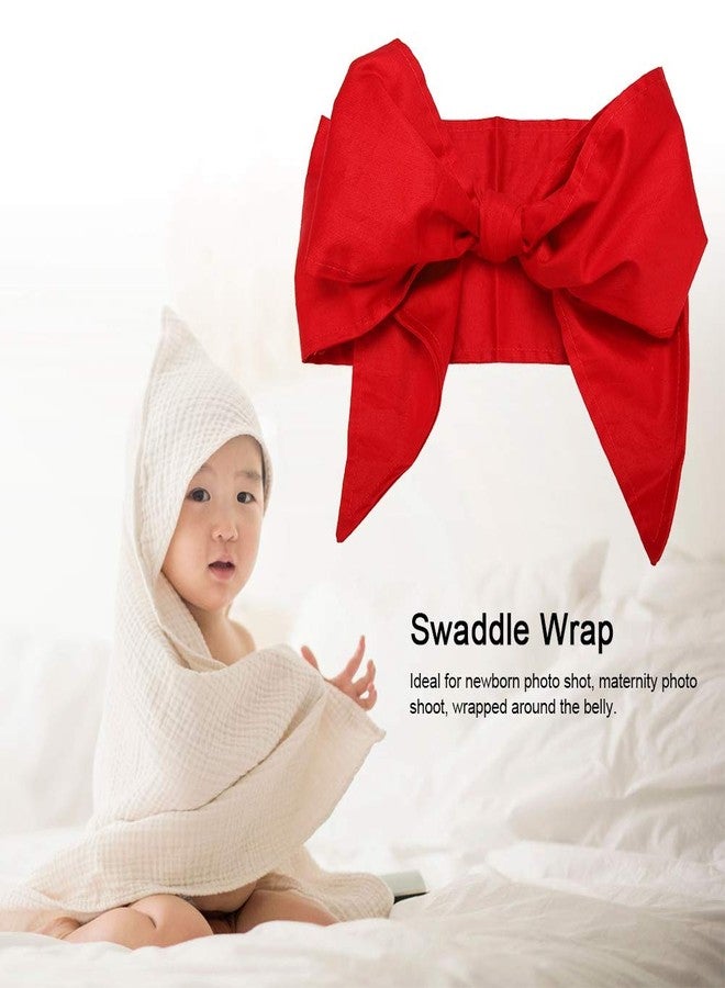 Zerodis Baby Swaddle Wrap Sash, Cotton Maternity Bowknot Newborn Infant Blanket for Photo (Red) - Image 4