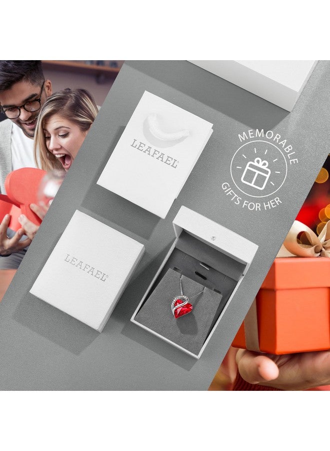 Leafael Holiday Gift Necklaces For Women, Infinity Love Garnet Ruby Red Heart Pendant, January July Birthstone Crystal, Silver Plated 18" + 2" Chain, Christmas Jewelry Or Birthday Gifts For Mom & Wife - Image 4