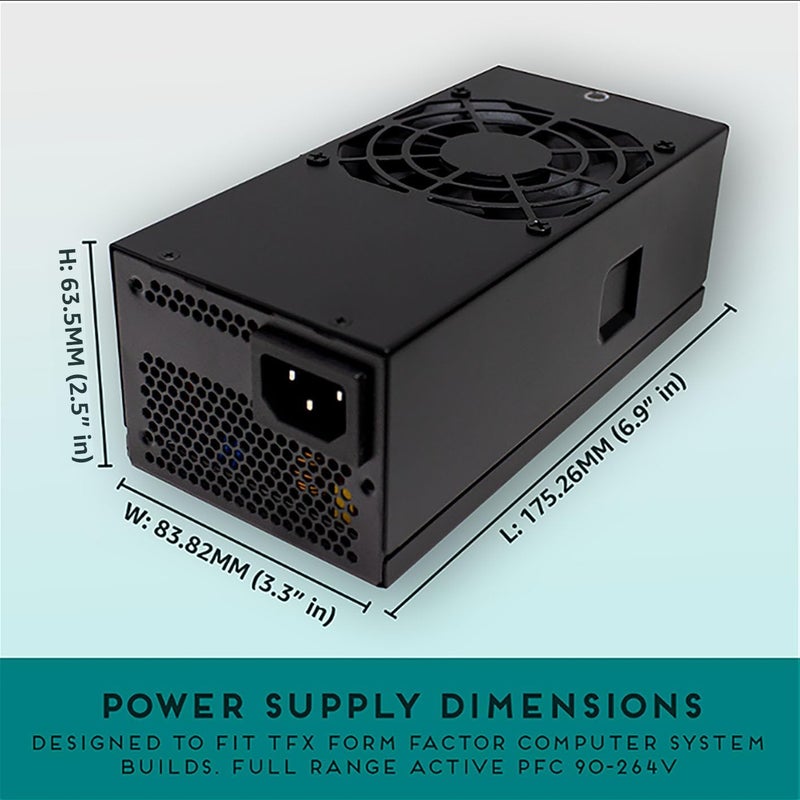 APEVIA TFX-AP300W Standard Flex ATX 300W Power Supply - 115-230V AC, 1 x 20/24Pin Main Power, 1 x 12V(P4), 3 x Pheripheral, 3 x SATA, 1 x Floppy - Image 3