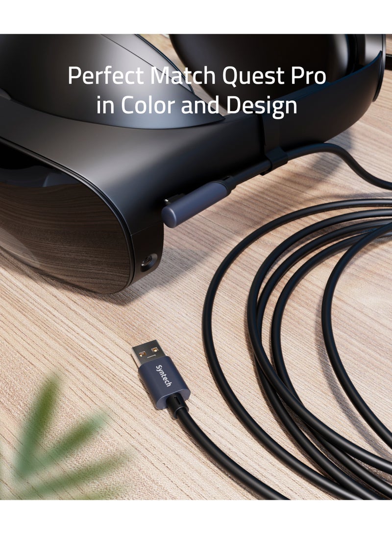 سينتيك كيبل ربط Syntech (5 متر) لنظارات الواقع الافتراضي Meta Quest 3/2/Pro/Pico 4 و PC/SteamVR - نقل بيانات فائق السرعة USB 3.0 إلى USB-C - (لون أسود) - Image 2