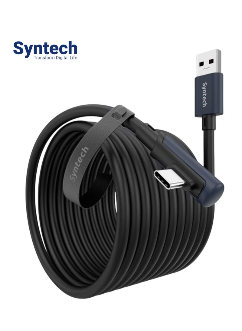 Syntech Link Cable (5M) for PCVR Compatible with Meta Quest 3/Meta Quest 3S, Quest2/Pro/Pico 4/Ultra Accessories and PC/SteamVR, High Speed PC Data Transfer, USB 3.0 to USB C Cable for VR Headset Black - Image 1