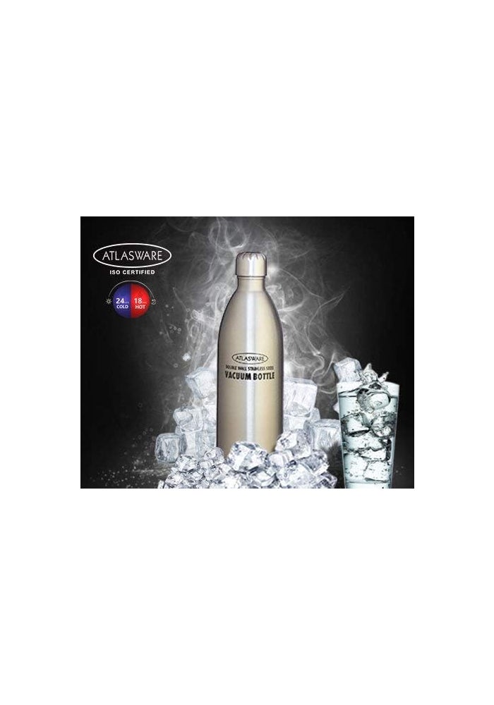 Atlasware Double Wall Stainless Steel Vacuum Bottle - 1000ml, Grey - Image 4
