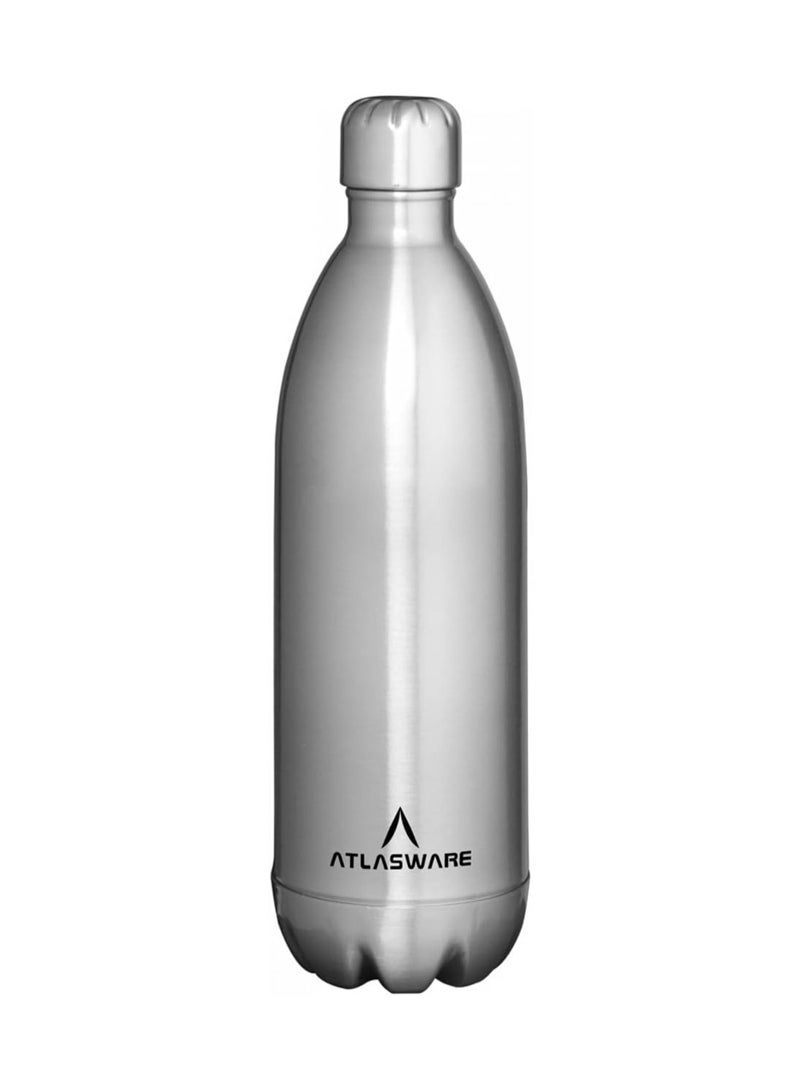 Atlasware Double Wall Stainless Steel Vacuum Bottle - 1000ml, Grey - Image 1