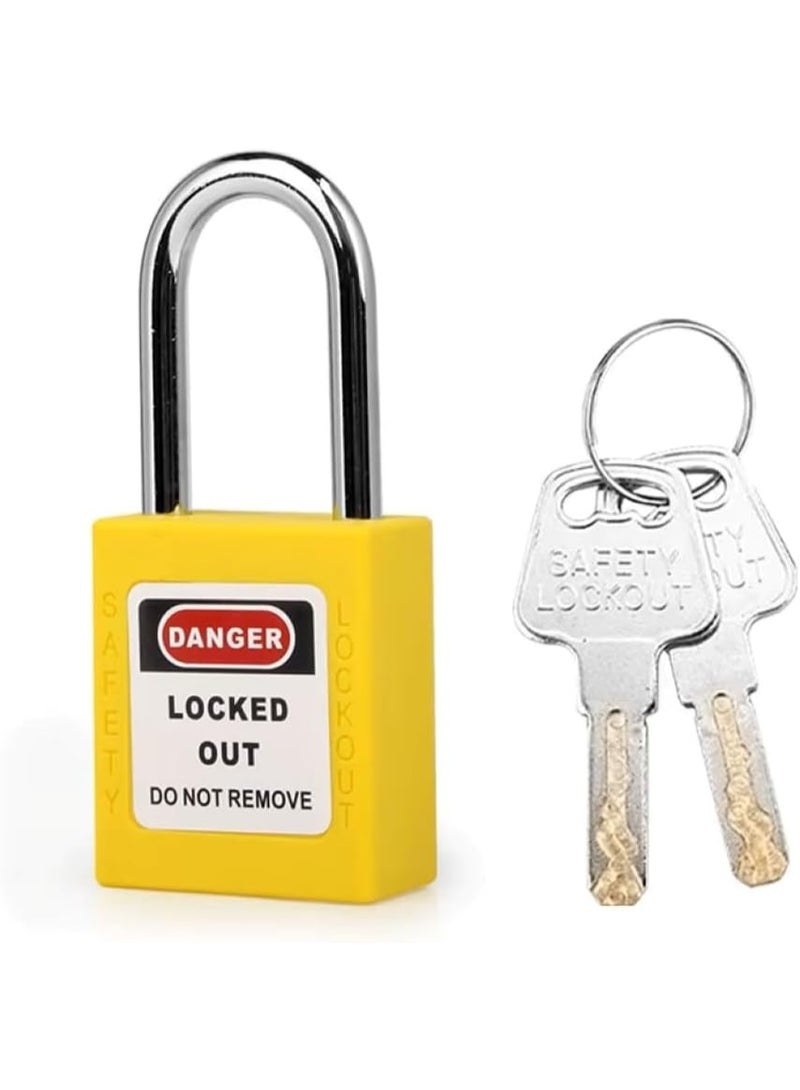 Giffex Locked Out Thermoplastic Safety Padlock With Key Industrial Lockout Long Steel Shackle For Chemical Electric Industrial Automotive (Yellow) - Image 1