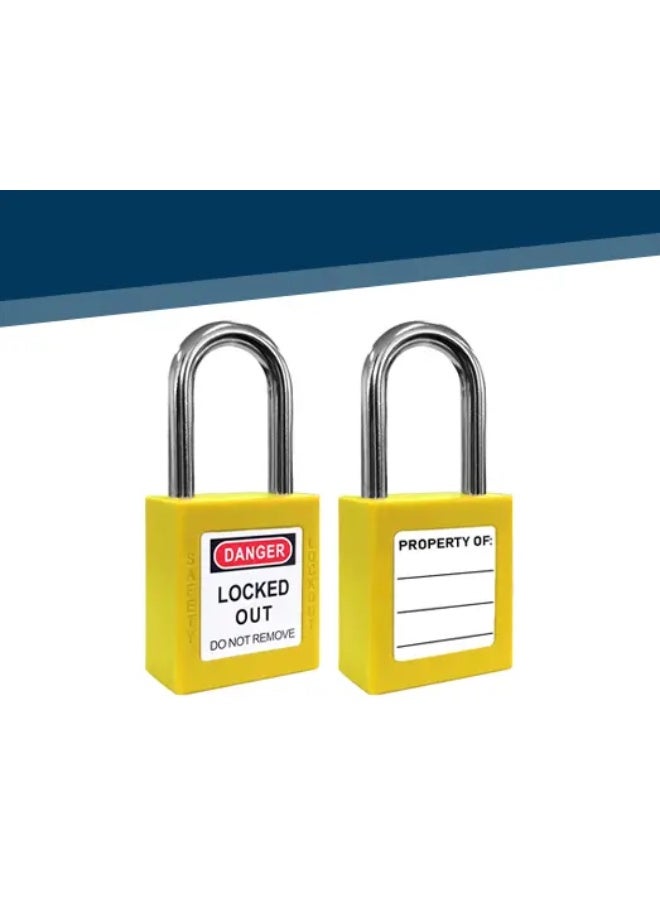 Giffex Locked Out Thermoplastic Safety Padlock With Key Industrial Lockout Long Steel Shackle For Chemical Electric Industrial Automotive (Yellow) - Image 3