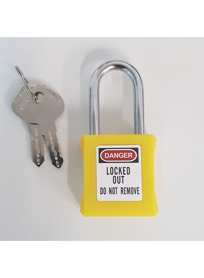 Giffex Locked Out Thermoplastic Safety Padlock With Key Industrial Lockout Long Steel Shackle For Chemical Electric Industrial Automotive (Yellow) - Image 4