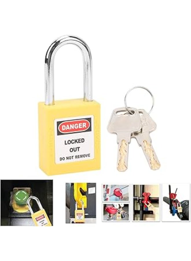 Giffex Locked Out Thermoplastic Safety Padlock With Key Industrial Lockout Long Steel Shackle For Chemical Electric Industrial Automotive (Yellow) - Image 5